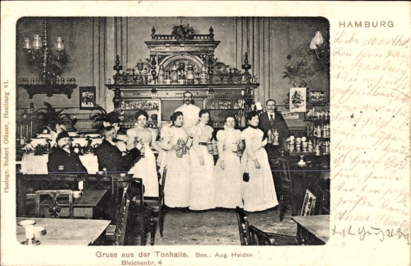 Postcard Hamburg Wandsbek Poppenbüttel, Greetings from the great Tonhalle, Bleichenbr. 4