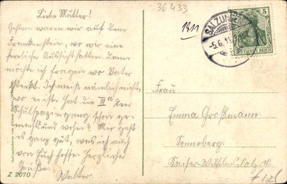 Postcard Bad Salzungen in the Wartburg district, view to the spa house, lake