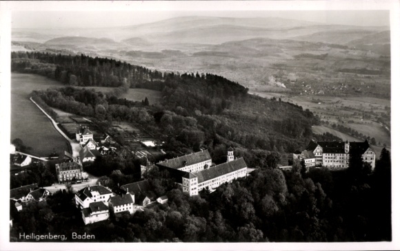 Ak Bödigheim Buchen in het Odenwald Baden, luchtfoto van Heiligenberg