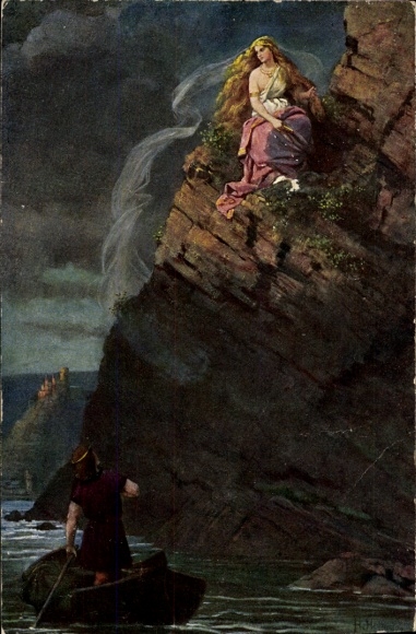 Artist Postcard Hoffmann, H., Loreleyfelsen, Sage