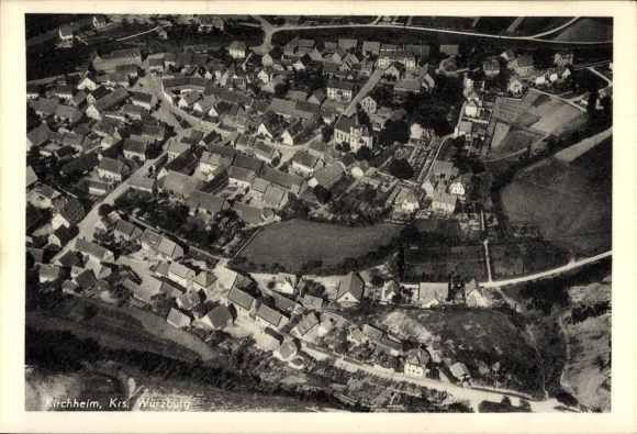 Postcard Kirchheim Würzburg am Main Lower Franconia, aerial photograph
