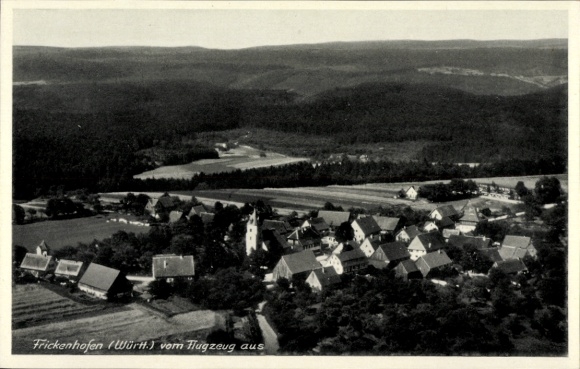 Postcard Frickenhofen Gschwend in the Ostalbkreis Württemberg, aerial photograph