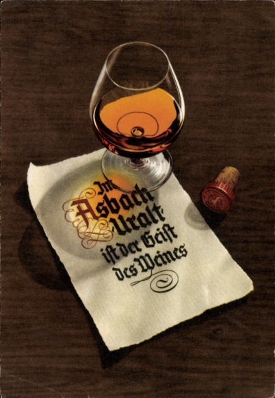 Artist Postcard Rüdesheim Rhein, Asbach Uralt, wine distillery, brandy