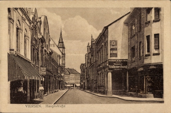 Postcard Viersen in North Rhine Westphalia, main street, shops, advertising,