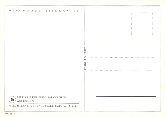 Postcard Altnaundorf Radebeul Saxony, pheasant Piet van der Hem