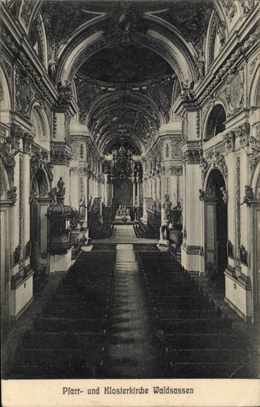 Postcard Waldsassen in the Upper Palatinate, interior of the parish church, monastery church