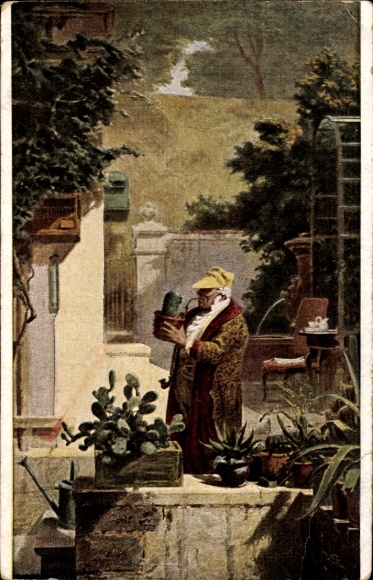 Artist Postcard Spitzweg, Carl, cactus friend, cacti, Ackermann 288 2975