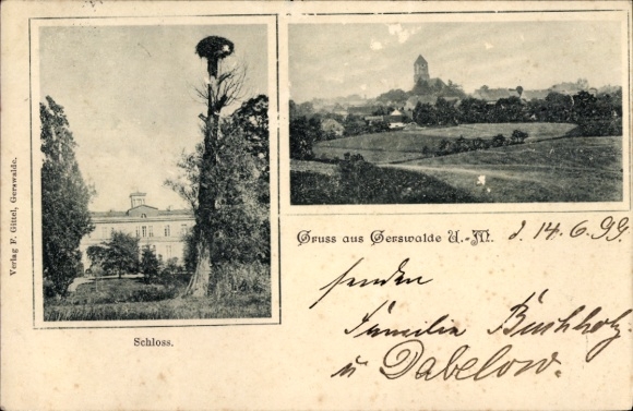 Ak Gerswalde Uckermark, Schloss, Landschaft, alte , Verlag F. Gittel