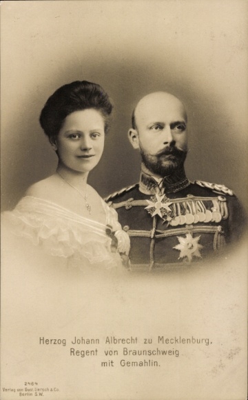 Ak Herzog Johann Albrecht zu Mecklenburg, Regent von Braunschweig mit Gemahlin, Portrait