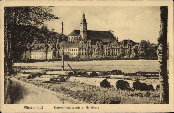 Postcard Fürstenwald Calden in Hesse, non-commissioned officer school and court church
