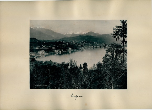 Photo Lugano Canton Ticino Switzerland, view across Lake Lugano to the city, Venus de Milo