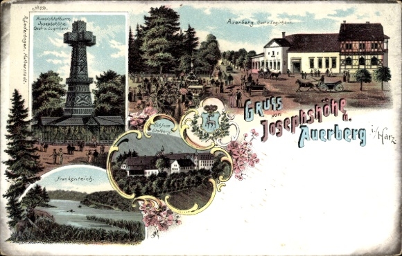 Chromo-Litho Südharz, Josephshöhe observation tower, Auerberg, observation tower, guest house, castle