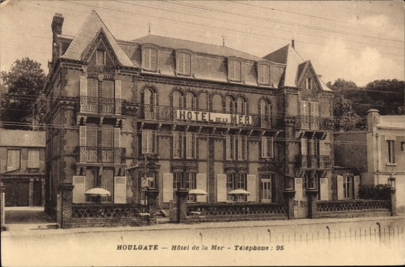 Ak Houlgate Calvados, Hotel de la Mer,  Hotelansicht, Telefonnummer: 95