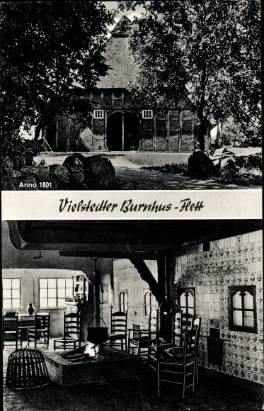 Postcard Vielstedt Hude in Oldenburg, Vielstedter Burnhus Flett, Strackerjan&#39;s