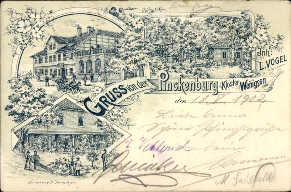 Litho Wennigsen am Deister, Gasthaus Pinckenburg, Kloster Wennigsen