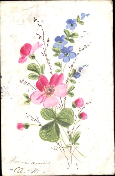 Ak Blumenstrauß, Kitsch, Blüten