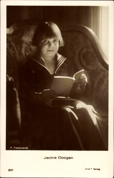 Postcard actor Jackie Coogan, portrait, book