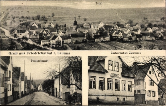 Ansichtkaart Friedrichsthal Wehrheim im Taunus Hessen, herberg, totaalaanzicht, straatgedeelte