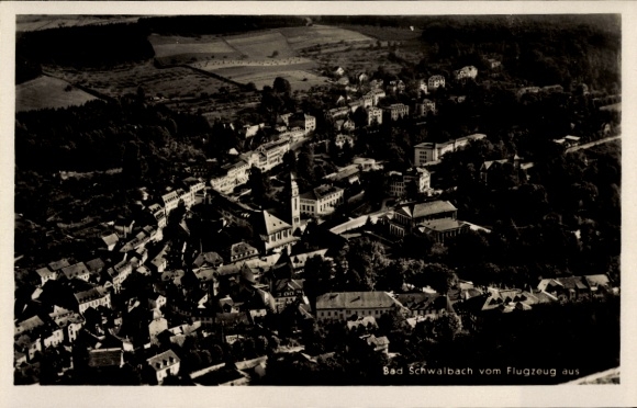 Postcard Bad Schwalbach im Taunus, aerial view of houses, landscape