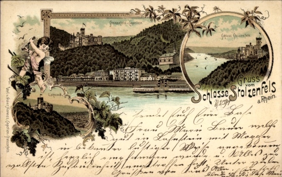 Litho Stolzenfels Koblenz am Rhein, Schloss Stolzenfels