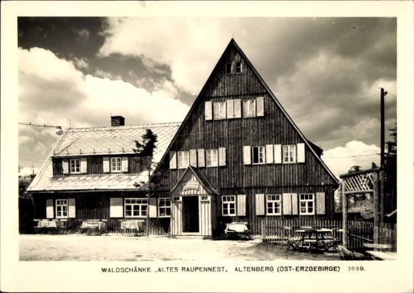 Ak Altenberg im Osterzgebirge, Waldschänke Altes Raupennest, Außenansicht