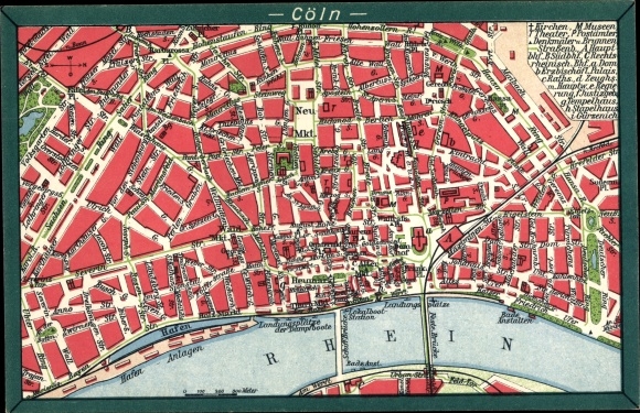 Plan miasta KP Köln am Rhein, muzea, teatry, Neu Markt