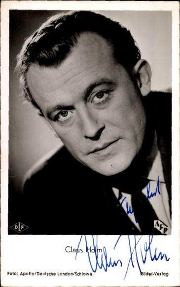 KP aktor Claus Holm, portret, autograf