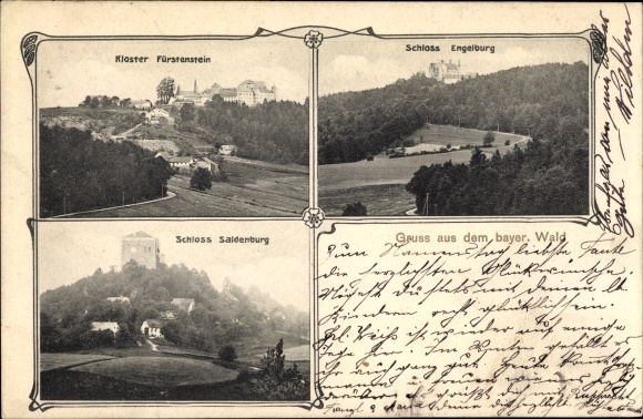 Ak Saldenburg Niederbayern, kasteel Engelburg, klooster Fürstenstein, kasteel Saldenburg