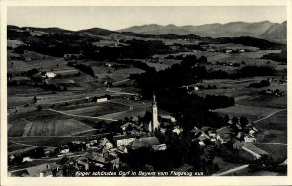 Postcard Anger in Upper Bavaria, aerial photograph