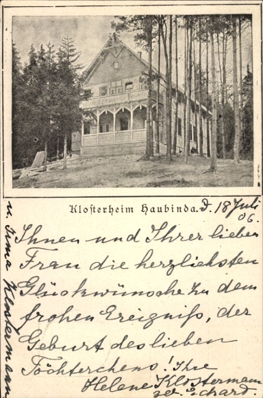 Postcard Haubinda Westhausen in Thuringia, Klosterheim charming building surrounded by trees