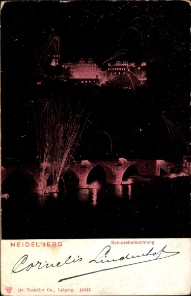 Ak Heidelberg am Neckar,  Schlossbeleuchtung, Cornelis Lindentat