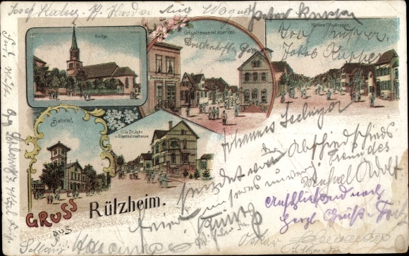 lito Rülzheim dzielnica Germersheim Nadrenia-Palatynat, kościół, ulica, poczta, dworzec kolejowy, Villa Dr. Jan