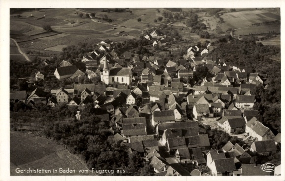 Postcard Gerichtstetten Hardheim Baden, general view, aerial photograph