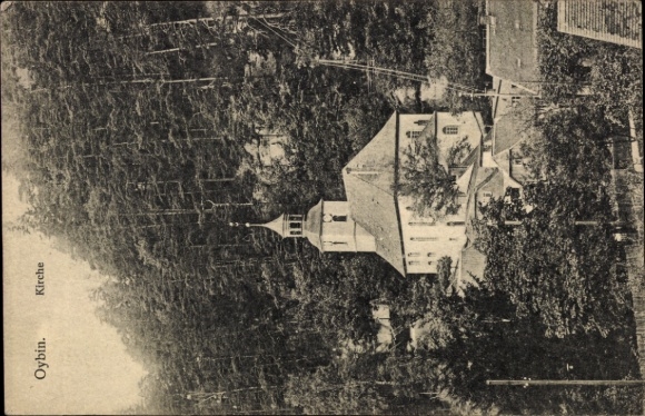 Ak Oybin in der Oberlausitz, Kirche, Landschaft, Wald