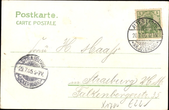 Cloverleaf Chromo-Litho Jüterbog in the Teltow Fläming district, St. Nikolai, Damm Tor, interior of the Nikolaikirche