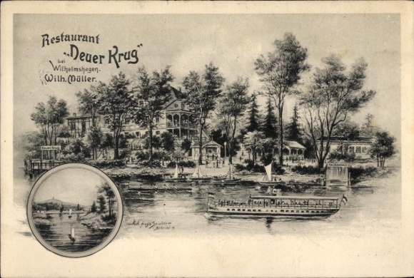 Artist Chromo-Litho Berlin Köpenick Rahnsdorf Wilhelmshagen, Restaurant Neuer Krug