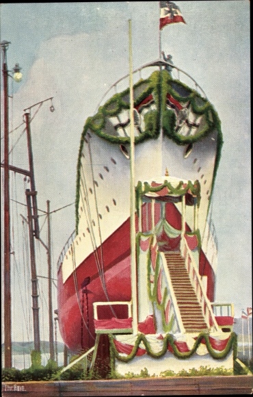 Artist PC Rave, Chr., Marine Gallery 203, German warship, SMS Friedrich Karl, launched