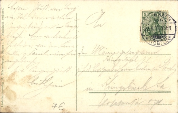 Song Postcard Mückenberger, Hilmar, And the dance hall has a hole, dance couples, musicians