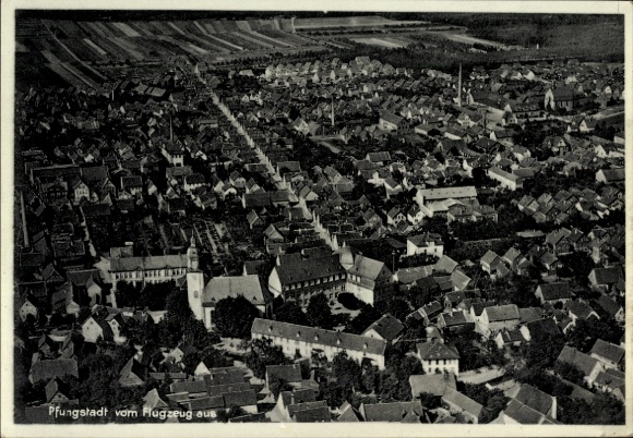 Postcard Pfungstadt Hessen, aerial photograph