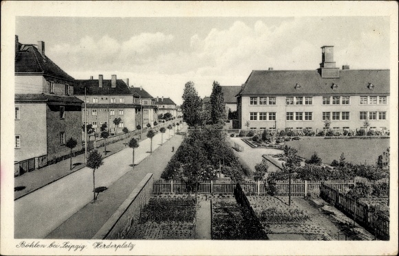 Postcard Böhlen in the district of Leipzig, Herderplatz