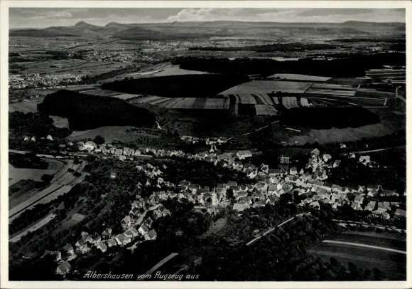 Postcard Albershausen in Württemberg, aerial photograph