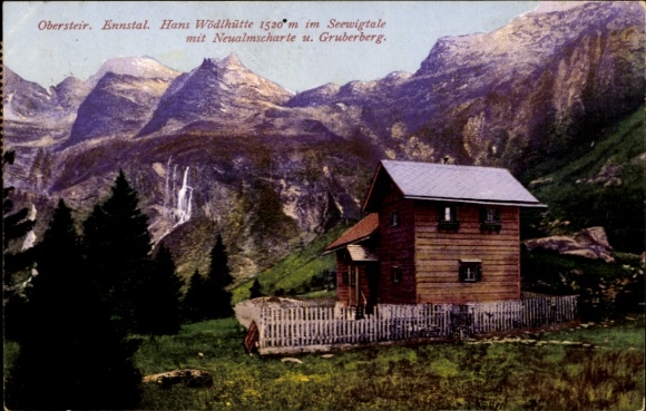 Postcard Petersberg Styria, Hans Wödl Hut at Hüttensee