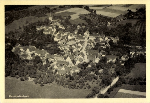 Postcard Baumerlenbach Öhringen in the Hohenlohe district of Württemberg, aerial photograph