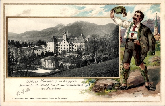Postcard Hohenburg Lenggries in Upper Bavaria, Hohenburg Castle