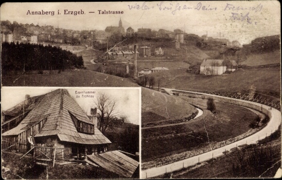 Ak Annaberg Buchholz im Erzgebirge, Talstraße und Eisenhammer Frohnau