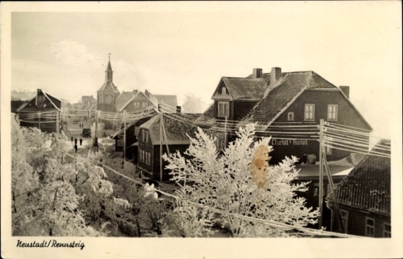 Postcard Neustadt am Rennsteig Großbreitenbach in Thuringia, partial view, Christhotel