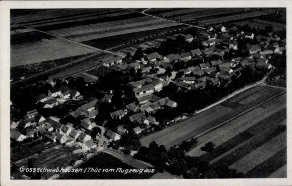 Postcard Großschwabhausen in Thuringia, aerial photograph