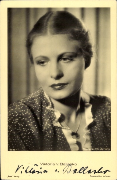 Ak Schauspielerin Viktoria v. Ballasko, Portrait, Ross Verlag 9933/1, Autogramm