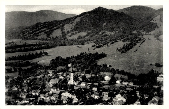 Postcard Lenggries in Upper Bavaria, aerial photograph