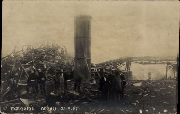 Postcard Oppau Ludwigshafen am Rhein, Explosion of the Nitrogen Plant 1921